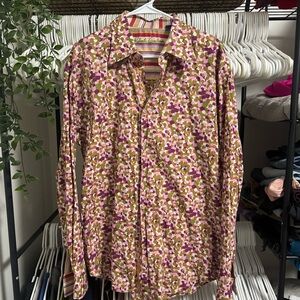 Robert Graham Pink and Green Floral Men's Shirt